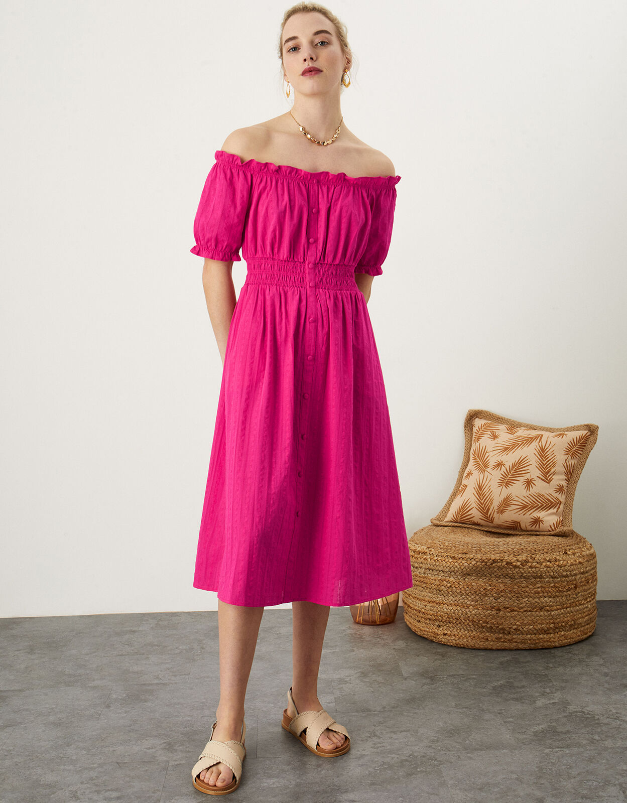 Monsoon lucy print bardot dress top