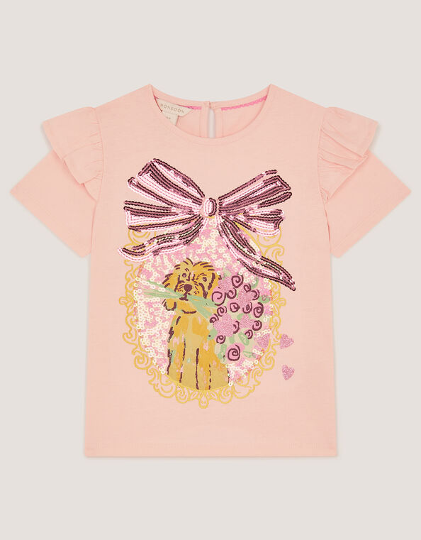 Sequin Bow Dog Graphic T-Shirt, Pink (PINK), large