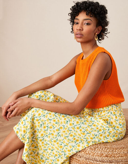 Ditsy Print Midi Skirt in LENZING™ ECOVERO™, Yellow (YELLOW), large