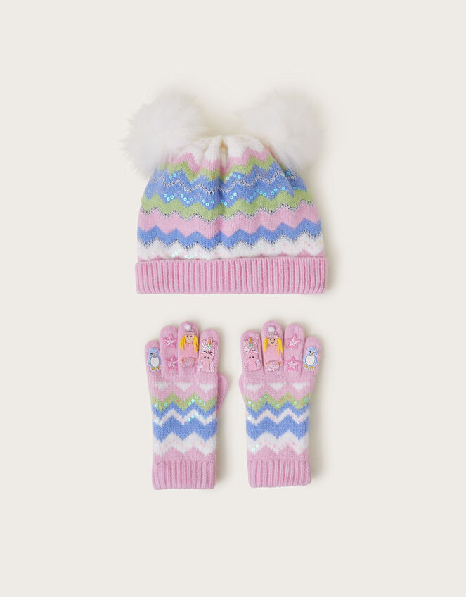 Magical Beanie Hat and Novelty Knit Gloves Set, Multi (MULTI), large