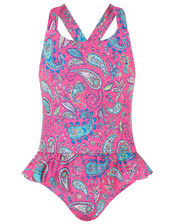 Blaire Paisley Skirted Swimsuit, Pink (PINK), large