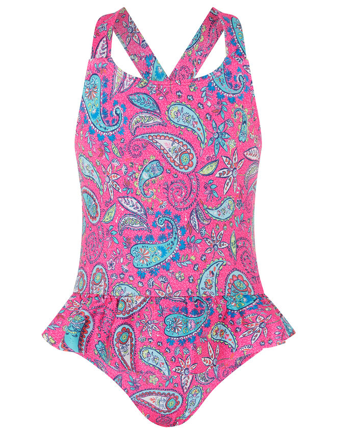 Blaire Paisley Skirted Swimsuit, Pink (PINK), large