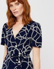 Daisy Chain Print Midi Dress, Blue (NAVY), large