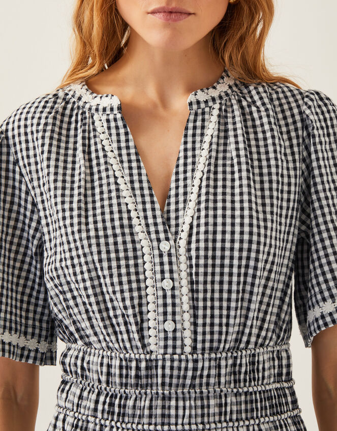 Gina Gingham Maxi Dress, Black (BLACK), large