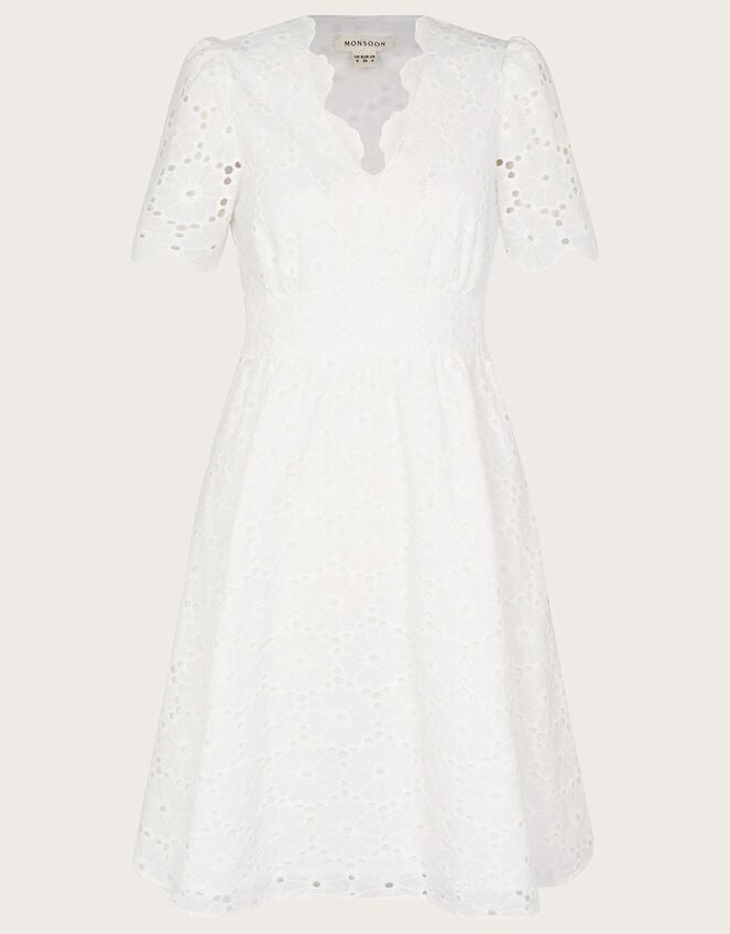 Polly Broderie Dress, Ivory (IVORY), large