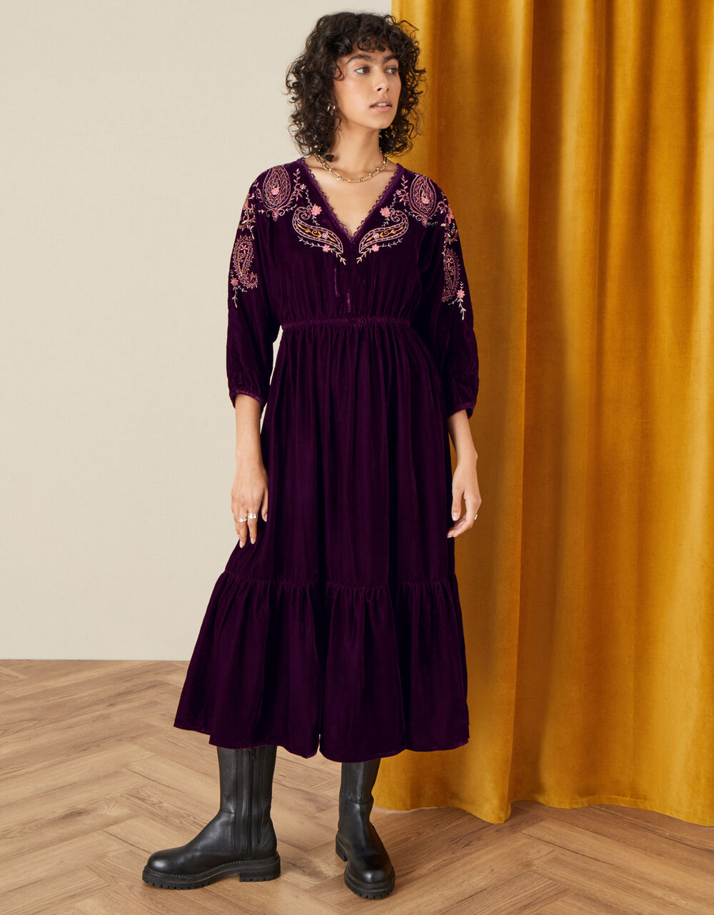 Peya Paisley Embroidered Dress Red Casual & Day Dresses Monsoon UK.