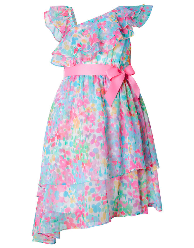 Nancy Floral Asymmetric Frill Dress, Multi (MULTI), large