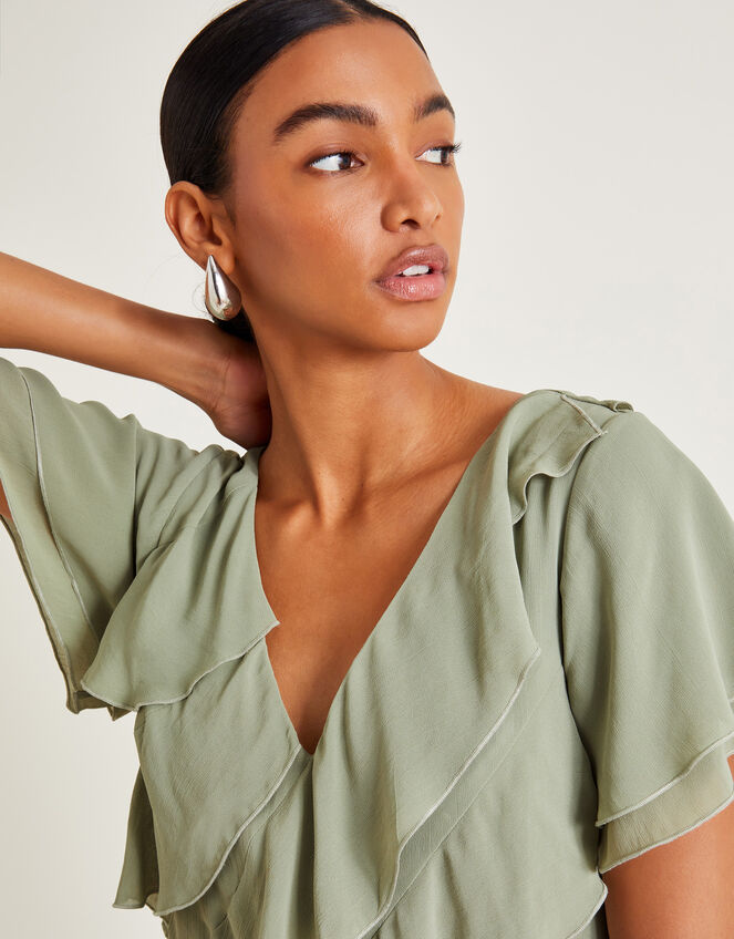 Renata Ruffle Maxi Dress, Green (SAGE), large