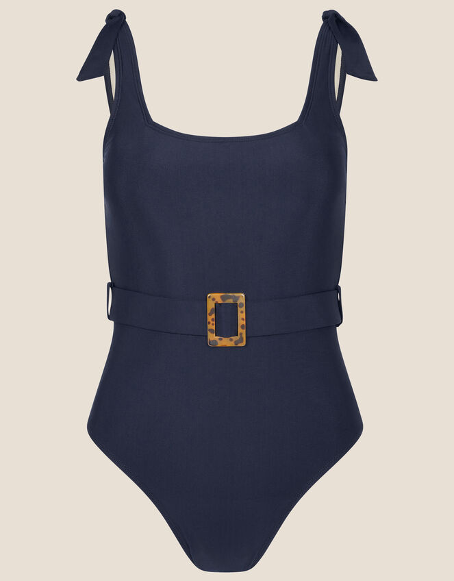 Sally Belted Swimsuit with Recycled Polyester, Blue (NAVY), large