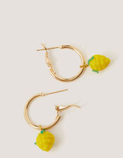 Lemon Charm Hoop Earrings, , large