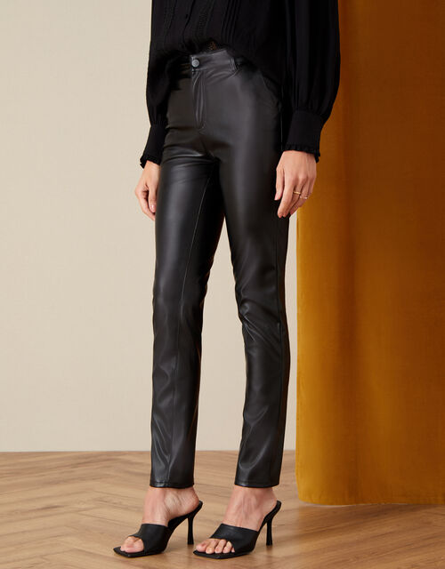 Penny Faux Leather Trousers , Black (BLACK), large