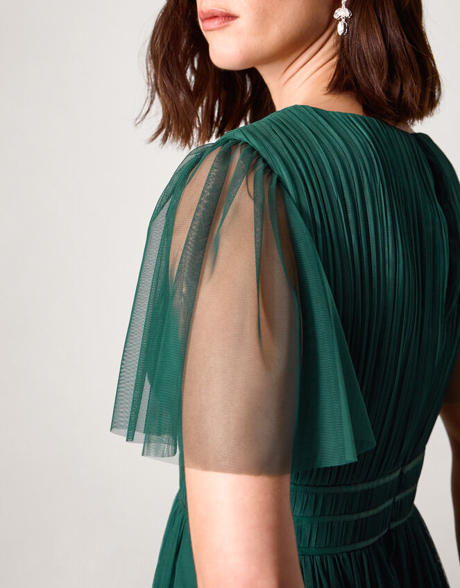 Emily Short Sleeve Tulle Bridesmaid Dress, Green (DARK GREEN), large