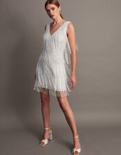 Stevie Fringe Bridal Dress, Ivory (IVORY), large