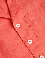 Relaxed Linen Shirt, Orange (CORAL), large