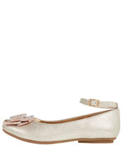 Giselle Glitter Bow Ballerina Shoes, Gold (GOLD), large