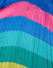 Multi Strap Rainbow Pleat Dress, Blue (BLUE), large