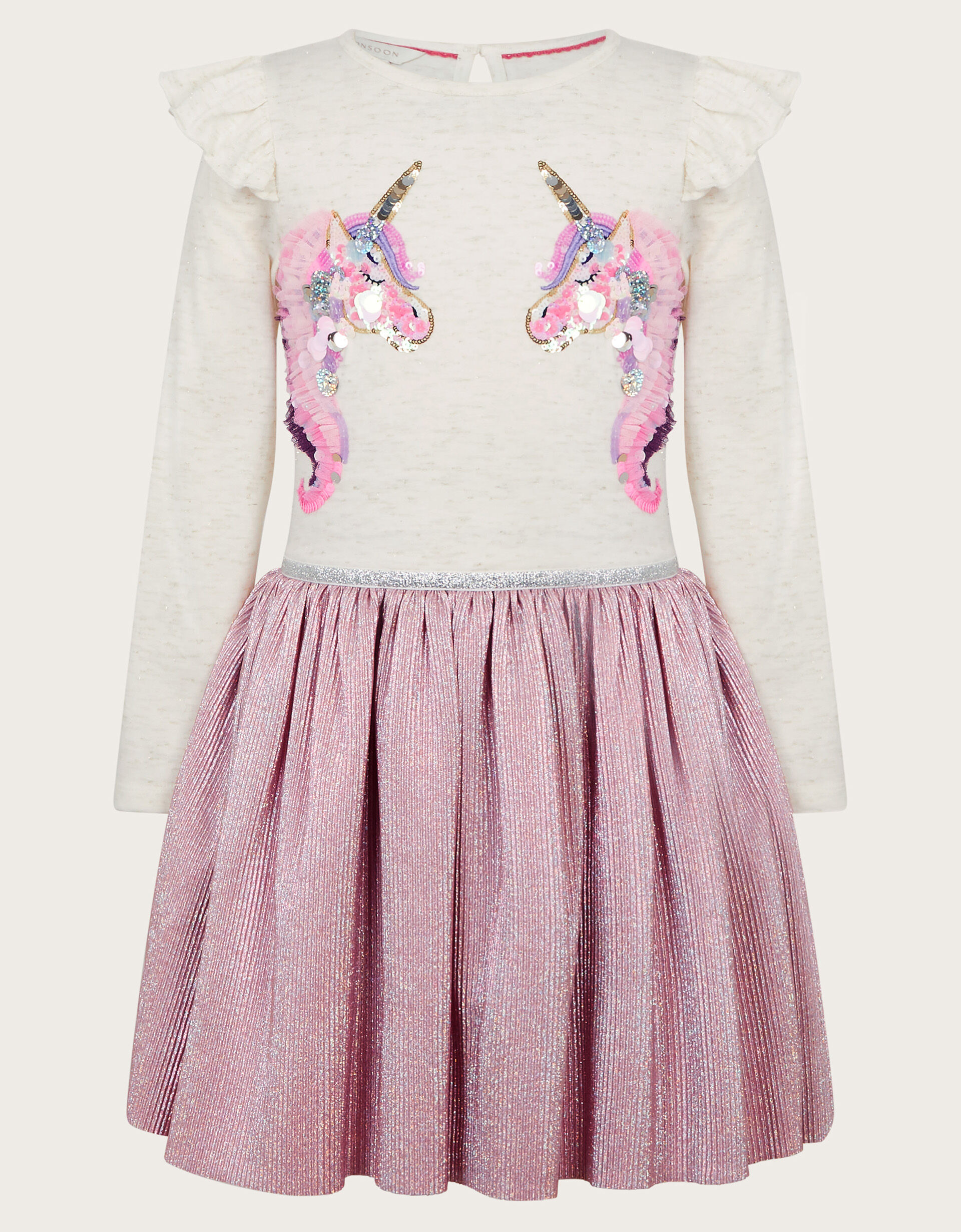 Unicorn Metallic Long Sleeve Disco Dress Pink Girls Dresses Monsoon UK