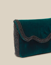 Tori Beaded Velvet Clutch Bag, , large