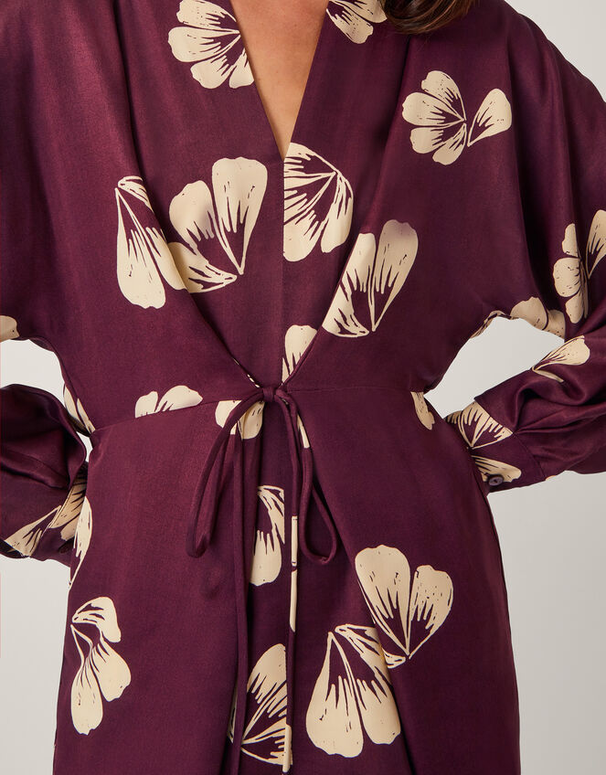 Roz Floral Wrap Top, Red (BURGUNDY), large