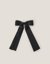 School Ribbon Bow Hair Slide, Black (BLACK), large
