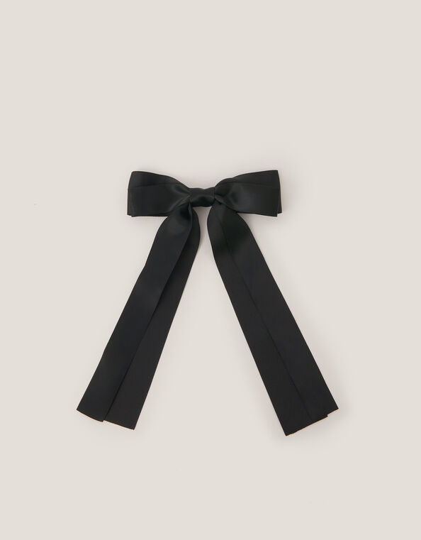 School Ribbon Bow Hair Slide, Black (BLACK), large