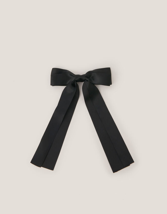 School Ribbon Bow Hair Slide, Black (BLACK), large