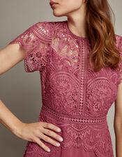 Monica Lace Midi Bridesmaid Dress, DARK PINK, large