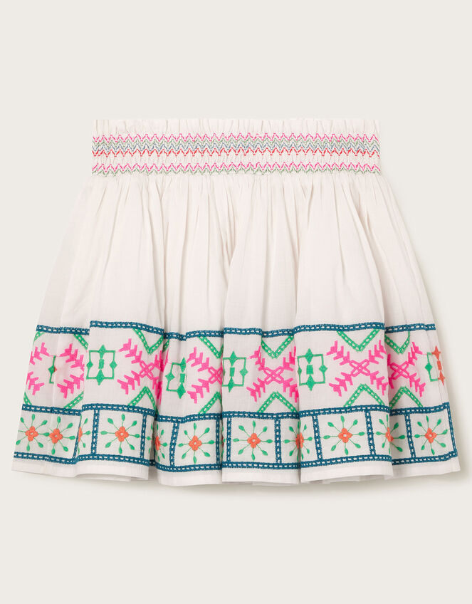 Embroidered Hem Skirt, White (WHITE), large