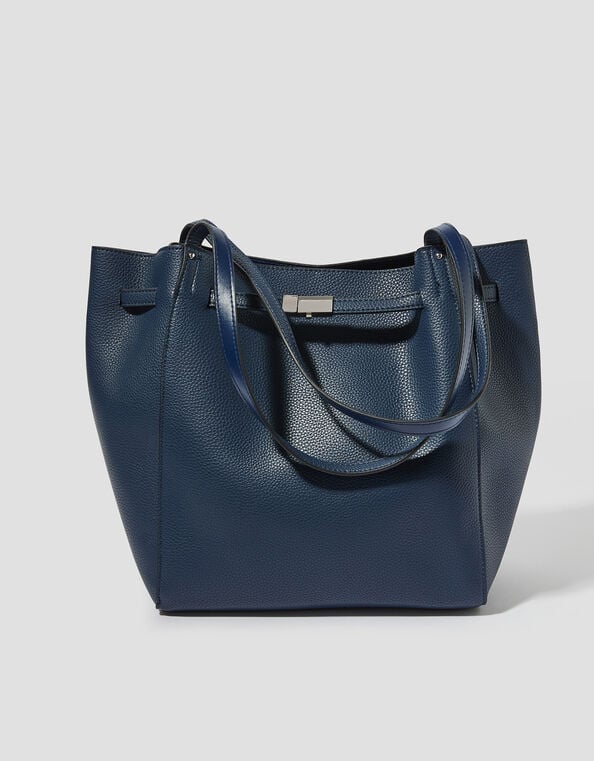 Kate Faux Leather Tote Bag, Blue (NAVY), large