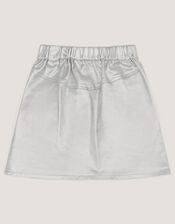 Jardine Metallic Mini Skirt, Silver (SILVER), large