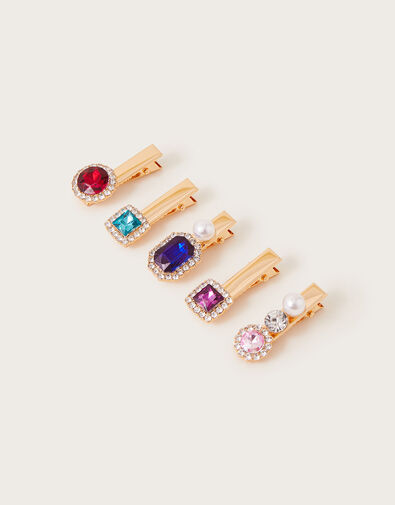 Mixed Treasure Jewel Hair Clips 5 Pack, , large