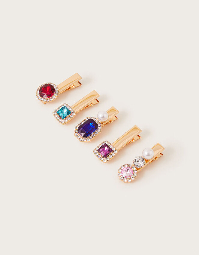 Mixed Treasure Jewel Hair Clips 5 Pack, , large