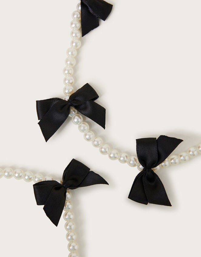 Carly Bow Pearl Necklace and Bracelet Set, , large