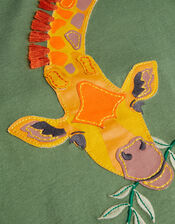 Embroidered Giraffe T-Shirt WWF-UK Collaboration, Green (KHAKI), large