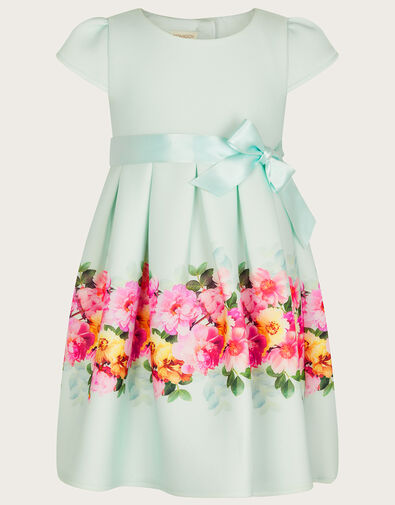 Baby Floral Border Print Scuba Dress, Green (MINT), large