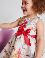 Baby Floral Kimono Print Scuba Dress, Ivory (IVORY), large