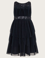Abbey Sequin Pleated Tulle Dress, Blue (NAVY), large