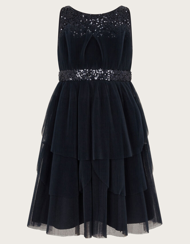 Abbey Sequin Pleated Tulle Dress, Blue (NAVY), large