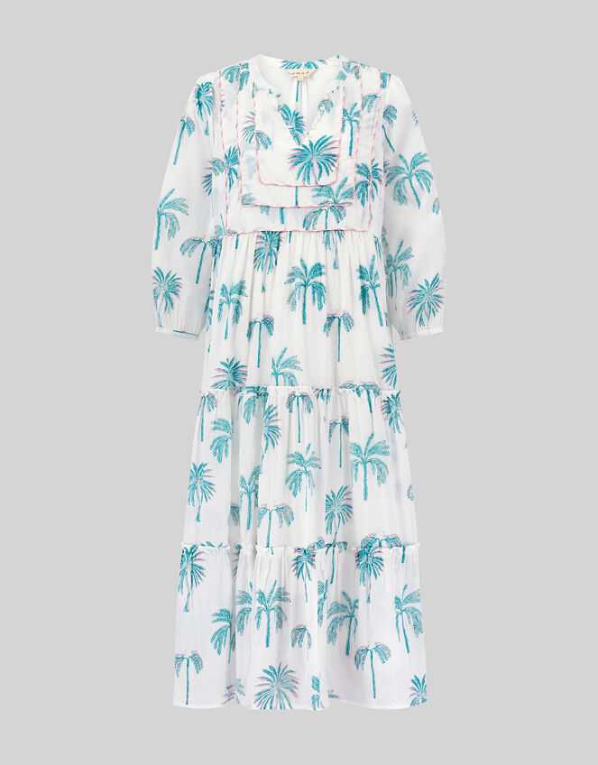 East Pami Palm Print Midi Dress, Ivory (IVORY), large