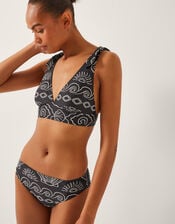 Macie Shell Print Bikini Bottoms, Black (BLACK), large