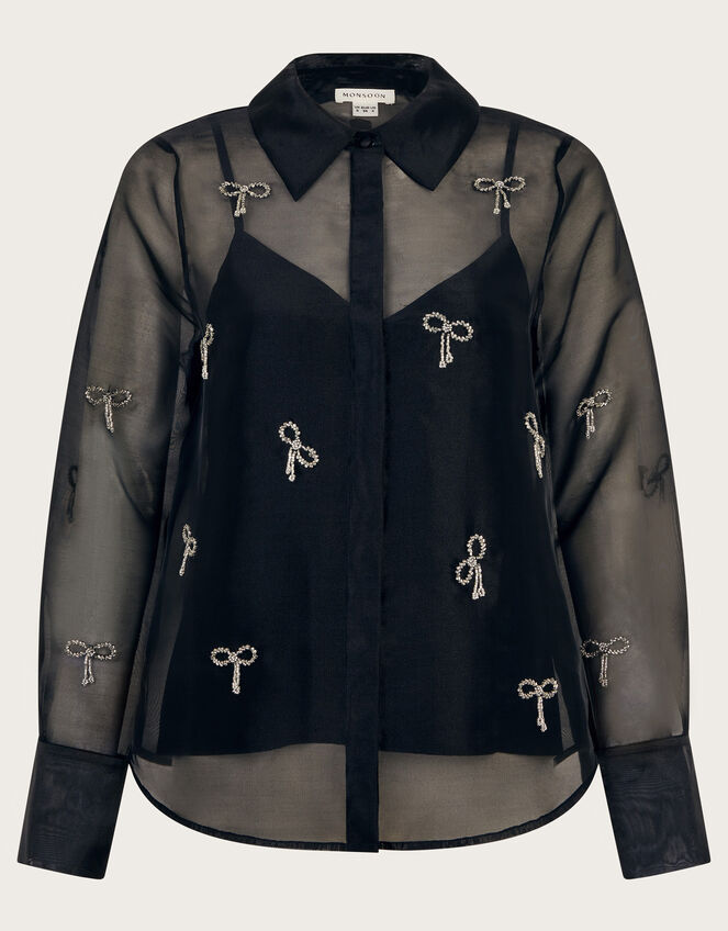 Betty Bow Organza Blouse, Black (BLACK), large