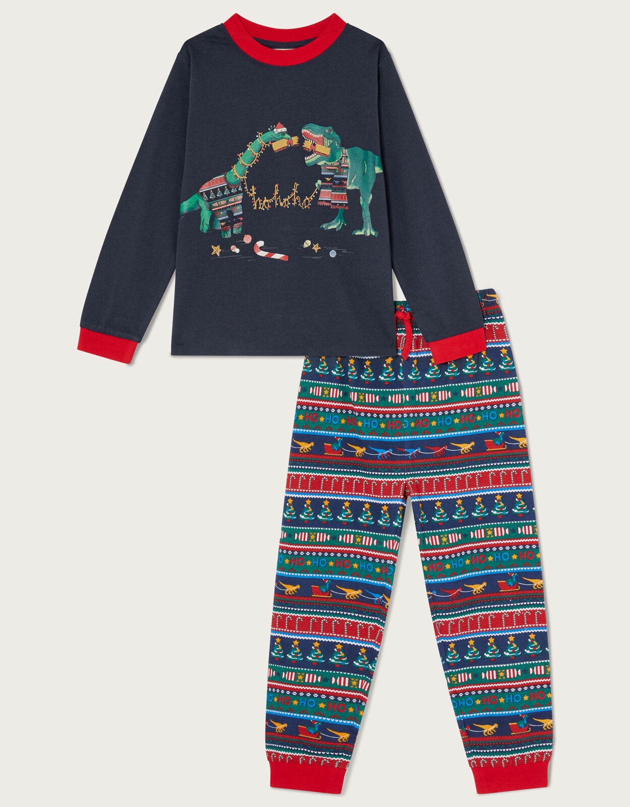 Christmas Dinosaur Pyjama Set Blue