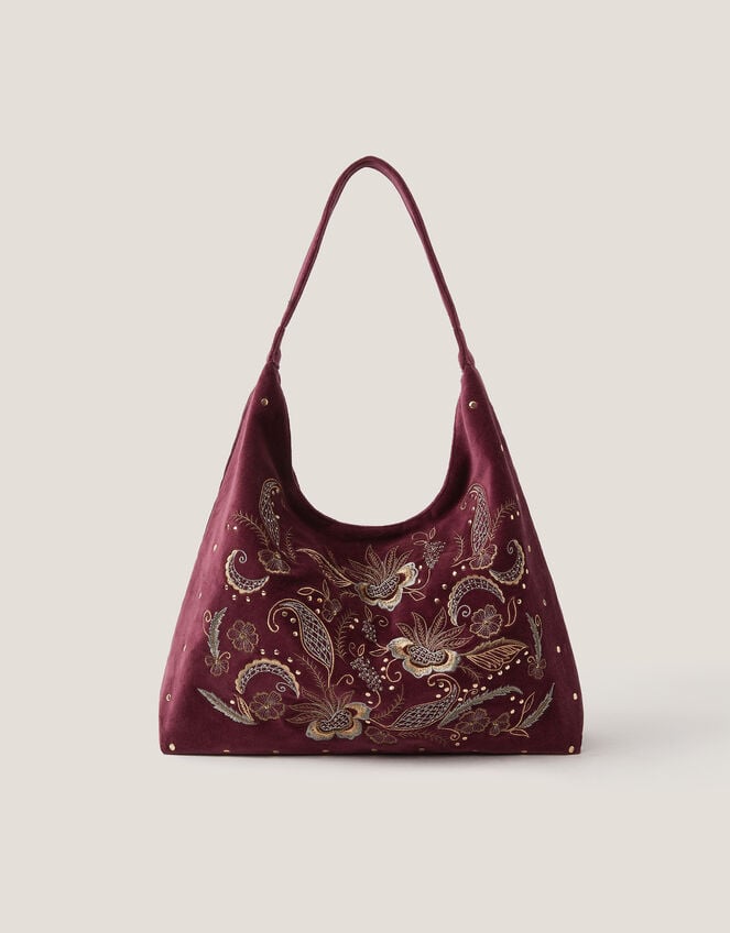 Lily Embroidered Slouch Shoulder Bag, , large