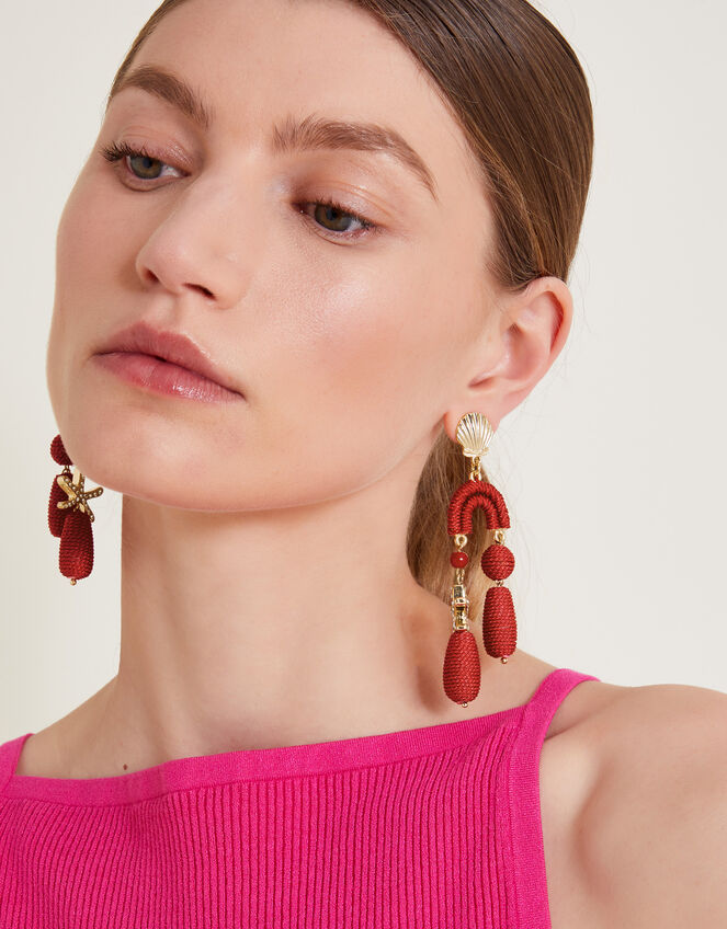 Woven Shell Drop Earrings, , large