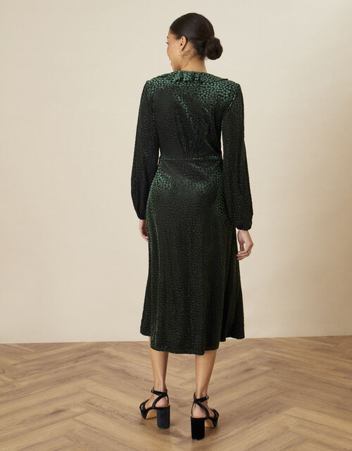 Kim Spot Midi Dress, Green (OLIVE), large