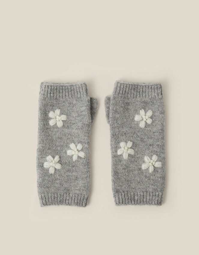 Elena Floral Embroidered Wrist Warmers, , large