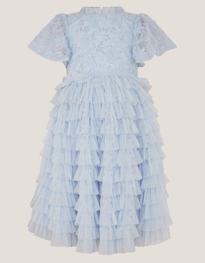 Shikha Floral Embellished Tiered Ruffle Dress, Blue (PALE BLUE), large