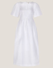 Sloane Short Sleeve Midi Wedding Dress, Ivory (IVORY), large