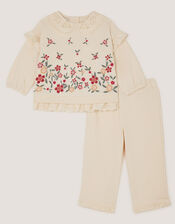 Baby Floral Print Sweatshirt & Joggers Set, Cream (CREAM), large