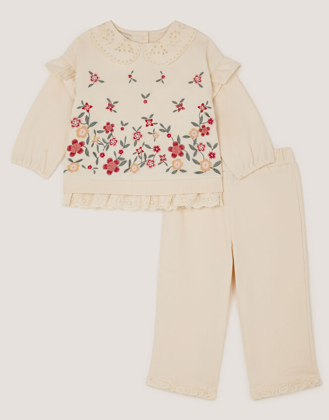 Baby Floral Print Sweatshirt & Joggers Set, Cream (CREAM), large